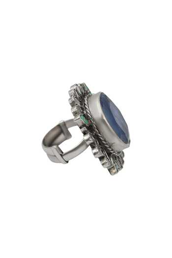 Sangeeta Boochra Heirloom Blue Gemstone Silver Ring 