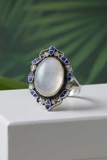 Sangeeta Boochra Handcrafted Silver Kundan Ring 