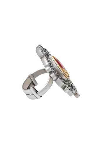 Sangeeta Boochra Handcrafted Kundan Silver Ring 