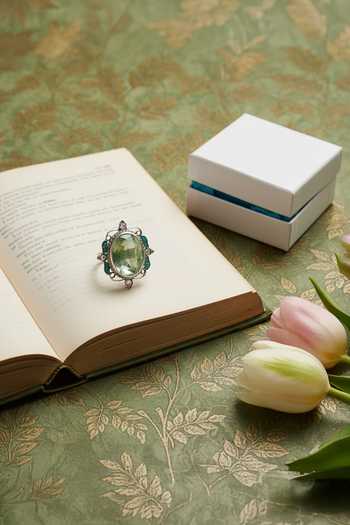 Sangeeta Boochra Oval Faceted Silver Ring 