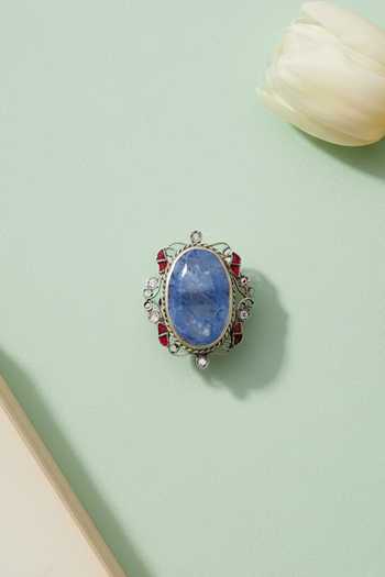 Sangeeta Boochra Handcrafted Blue Stone Silver Ring 