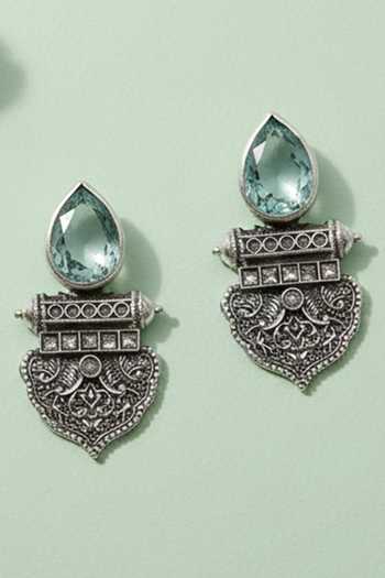 Sangeeta Boochra Vintage Silver Statement Earrings 