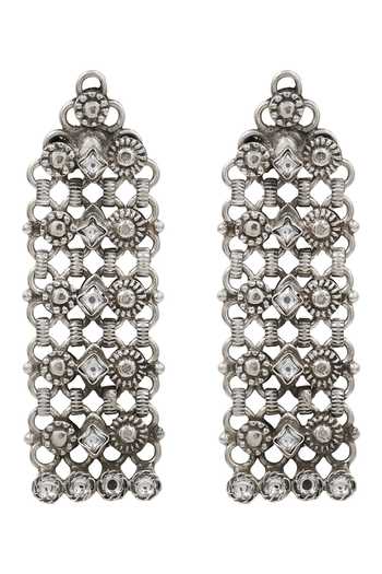 Sangeeta Boochra_Silver Plated Stones Statement Earrings _Online_at_Aza_Fashions