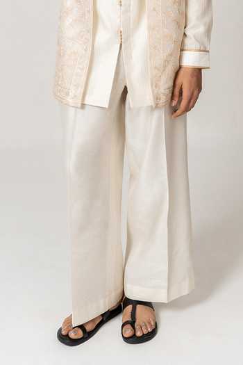 Buy Wabi Sabi By Anshum-Ritesh Ivory Silk, Organza, Chanderi Moonlit Embroidered Jacket Pant Set Online at Aza Fashions Buy_Wabi Sabi By Anshum-Ritesh_Ivory Silk, Organza, Chanderi Moonlit Embroidered Jacket Pant Set _Online_at_Aza_Fashions