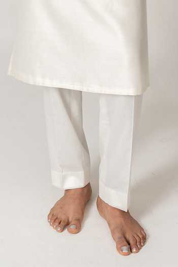 Wabi Sabi By Anshum-Ritesh_Mint Cotton, Chanderi Embroidery Bloom Bundi Kurta Set _Online_at_Aza_Fashions