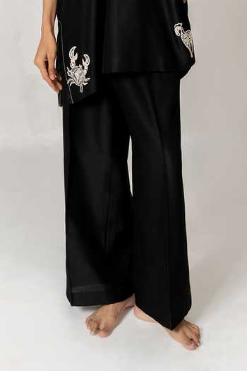 Buy_Wabi Sabi By Anshum-Ritesh_Black Chanderi Astral Signs Embroidered Kurta Set _Online_at_Aza_Fashions