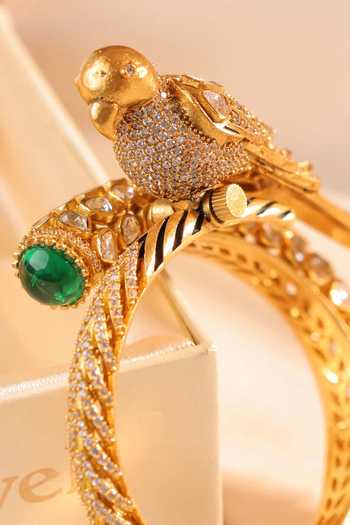 MRJEWELS_Green Suhira Parrot Designer Mossanite Bangle _Online_at_Aza_Fashions