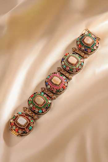 MRJEWELS Navratna Noor Statement Bracelet 