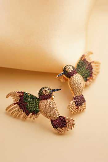 MRJEWELS_Green Bird Flyway Earrings _Online_at_Aza_Fashions