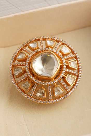 MRJEWELS_White The Saanvi Moissanite Embellished Ring _Online_at_Aza_Fashions