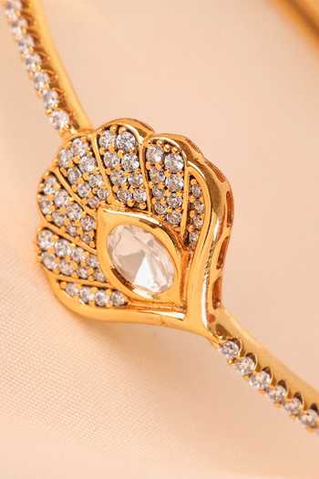 MRJEWELS_Gold Plated Celestia Embellished Bangle _Online_at_Aza_Fashions