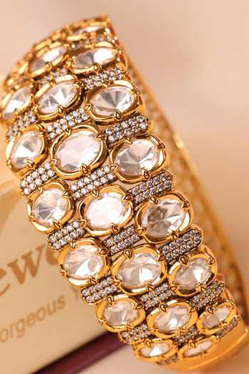 MRJEWELS_White Aurea Imperial Polki Embellished Bangle _Online_at_Aza_Fashions