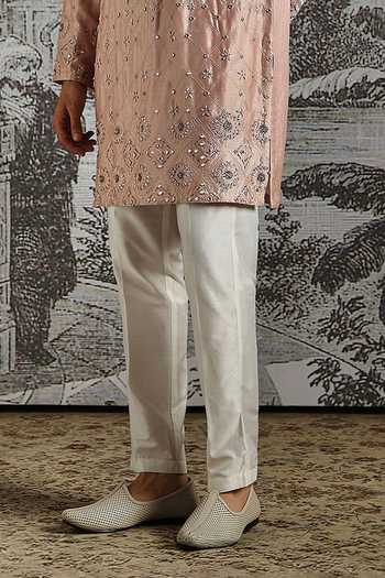Asuka Pink Chanderi Silk Embroidered Kurta And Pant Set Online at Aza Fashions Asuka_Pink Chanderi Silk Embroidered Kurta And Pant Set _Online_at_Aza_Fashions