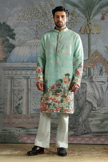 Asuka Scenic Print Chanderi Silk Kurta Set 