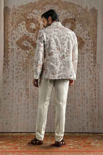 Asuka Linen Print Bandhgala & Trouser Set 