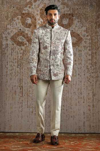 Asuka Linen Print Bandhgala & Trouser Set 