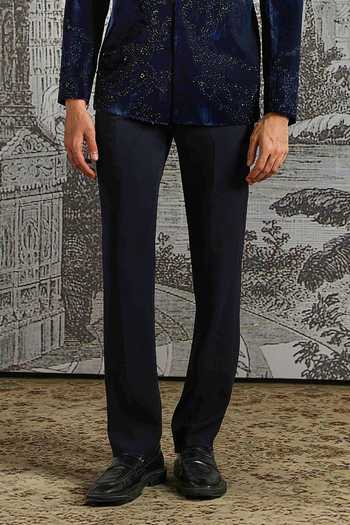 Buy_Asuka_Blue Velvet Sequins Tonal Embroidered Bandhgala And Trouser Set _Online_at_Aza_Fashions