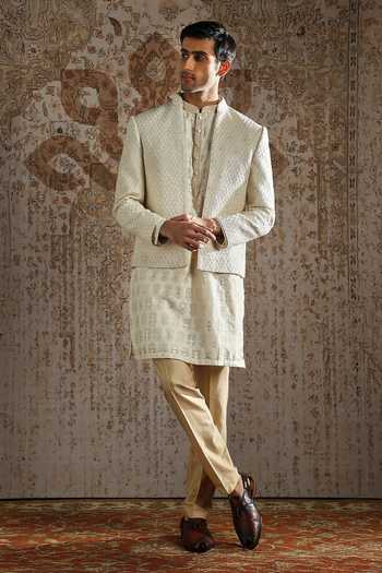 Asuka Ivory Textured Regal Bandhgala Set 