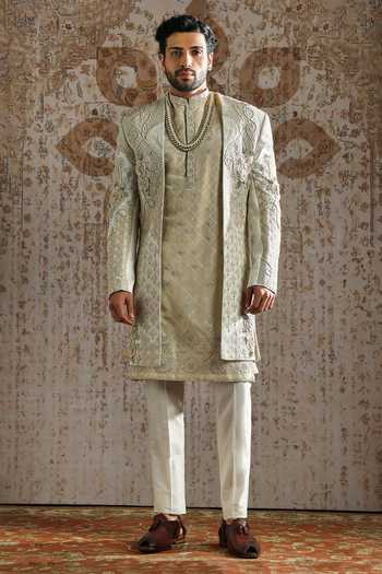 Asuka Raw Silk Embroidered Sherwani Set 