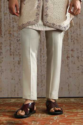 Asuka_Ivory Silk Pearl Embroidered Angrakha Sherwani Set _Online_at_Aza_Fashions