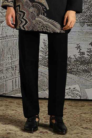 Asuka_Black Jacquard Self Kurta And Pant Set _Online_at_Aza_Fashions