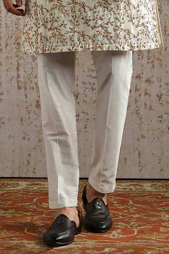 Asuka_Ivory Chanderi Silk Embroidered Kurta Set _Online_at_Aza_Fashions