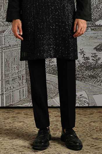 Asuka Black Georgette Tonal Embroidered Kurta And Pant Set Online at Aza Fashions Asuka_Black Georgette Tonal Embroidered Kurta And Pant Set _Online_at_Aza_Fashions