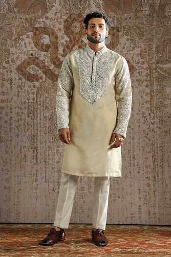 Buy Asuka Gold Tissue Regal Embroidered Kurta And Pant Set Online at Aza Fashions Buy_Asuka_Gold Tissue Regal Embroidered Kurta And Pant Set _Online_at_Aza_Fashions