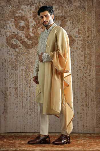 Asuka Gold Tissue Regal Embroidered Kurta And Pant Set at Aza Fashions Asuka_Gold Tissue Regal Embroidered Kurta And Pant Set _at_Aza_Fashions