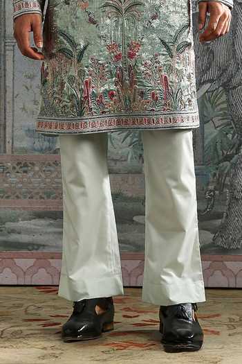 Asuka_Green Georgette Embroidered Shimmer Kurta And Pant Set _Online_at_Aza_Fashions
