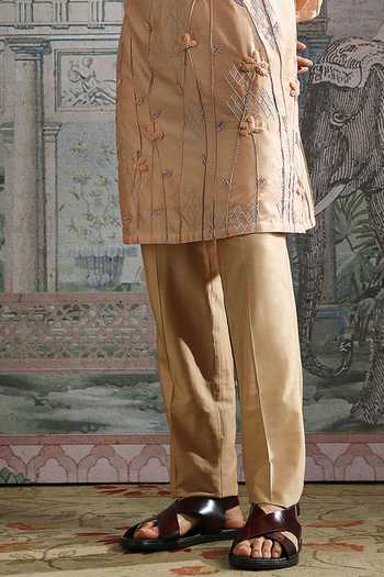 Asuka Beige Chanderi Silk Embroidered Kurta And Pant Set Online at Aza Fashions Asuka_Beige Chanderi Silk Embroidered Kurta And Pant Set _Online_at_Aza_Fashions