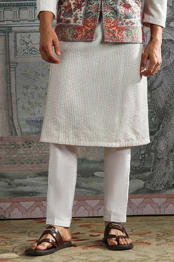 Asuka_Ivory Pashmina Zari Embroidered Bundi Kurta Set _Online_at_Aza_Fashions