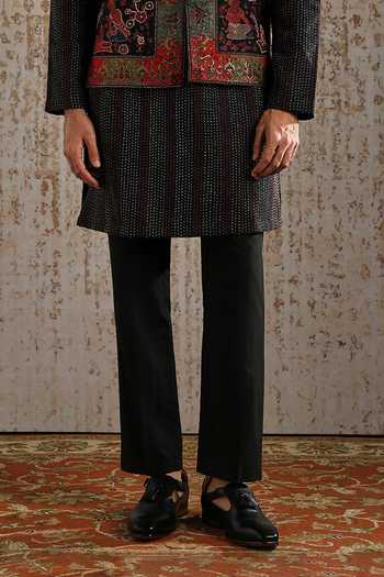 Asuka_Black Pashmina Embroidery Bundi Kurta Set _Online_at_Aza_Fashions