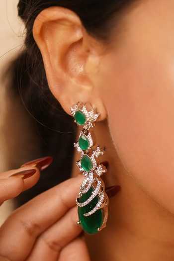 MRJEWELS Emerald Imitation Diamond Necklace Set 