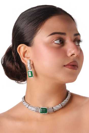 MRJEWELS Emerald Regent Pave Choker Set 