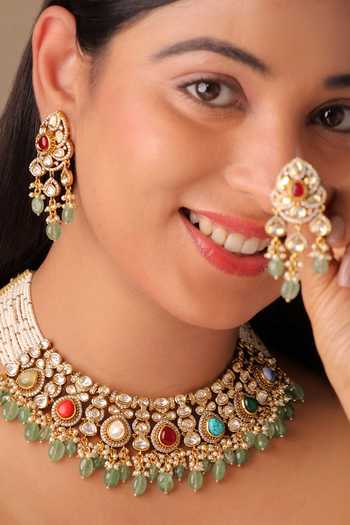 MRJEWELS Aarohi Heirloom Kundan Embellished Choker Set 