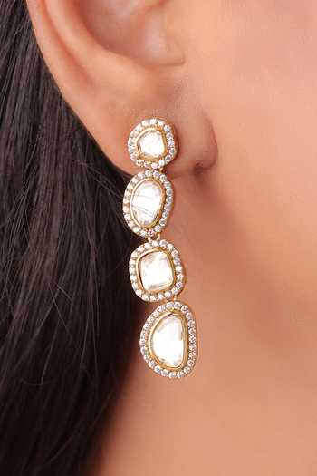 MRJEWELS_White Layered Moissanite Necklace Set _Online_at_Aza_Fashions