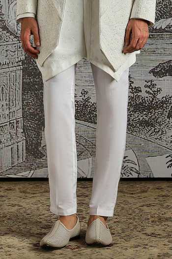 Buy_Asuka_Ivory Structured Jacquard Sherwani Set _Online_at_Aza_Fashions