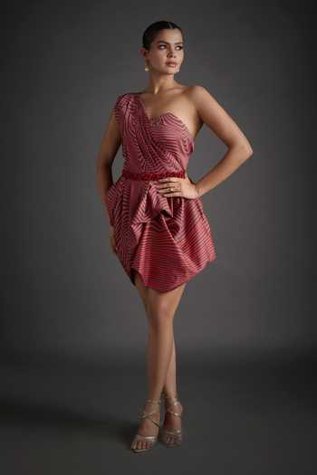 Jyoti Sachdev Iyer Geometric Print Dress With Belt 