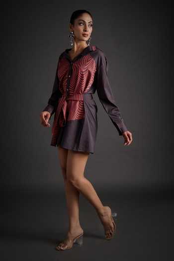 Jyoti Sachdev Iyer Geometric Print Dress With Belt 