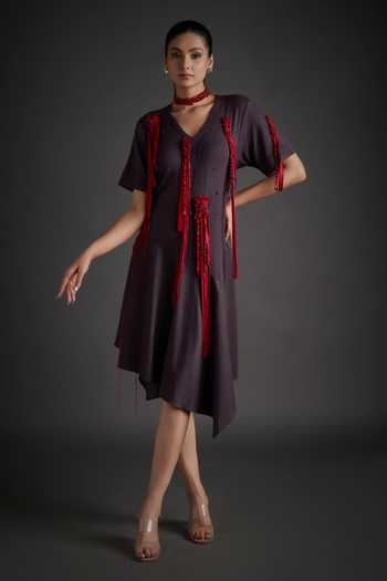 Jyoti Sachdev Iyer Asymmetric Applique Dress 