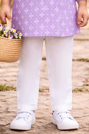 Pankhuri By Priyanka_Purple Cotton Geometric Print Kurta And Pant Set _Online_at_Aza_Fashions