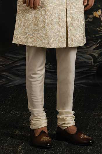 Buy_Punit Arora_Ivory Silk, Cotton, Satin Royal Hand Embroidered Sherwani Set _Online_at_Aza_Fashions