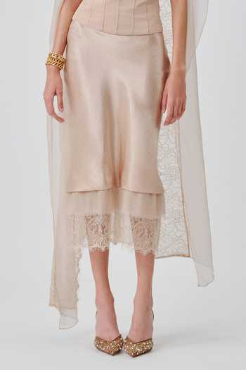 Buy_Aroka_Cream Lace Whisper Layered Skirt _Online_at_Aza_Fashions