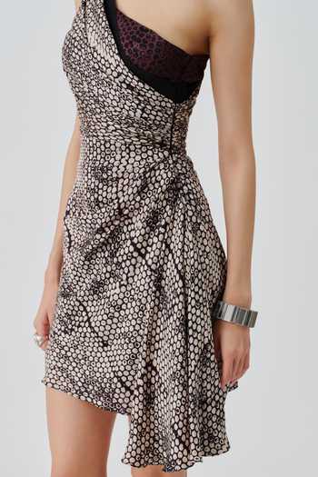 Shop_Aroka_Black Satin, Modal One Shoulder Odette Short Printed Dress _Online_at_Aza_Fashions