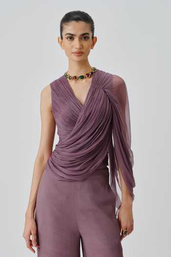 Buy_Aroka_Purple Crepe High Waist Pant _Online_at_Aza_Fashions