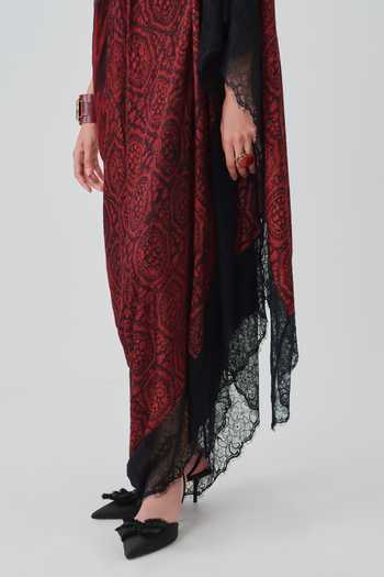 Shop_Aroka_Black Satin, Modal Halter , High Anaya Layered Printed Dress _Online_at_Aza_Fashions