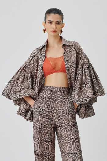 Buy_Aroka_Black Cotton Collared Sahara Printed Shirt _Online_at_Aza_Fashions