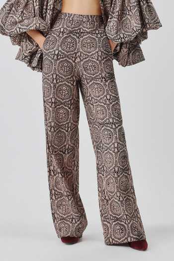 Aroka_Black Cotton Sahara Ajrakh Print Pant _Online_at_Aza_Fashions
