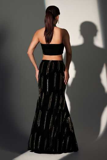 Libas Cafe by Nidhi & Ashish Natasha Embroidered Halter Neck Blouse & Lehenga Set 